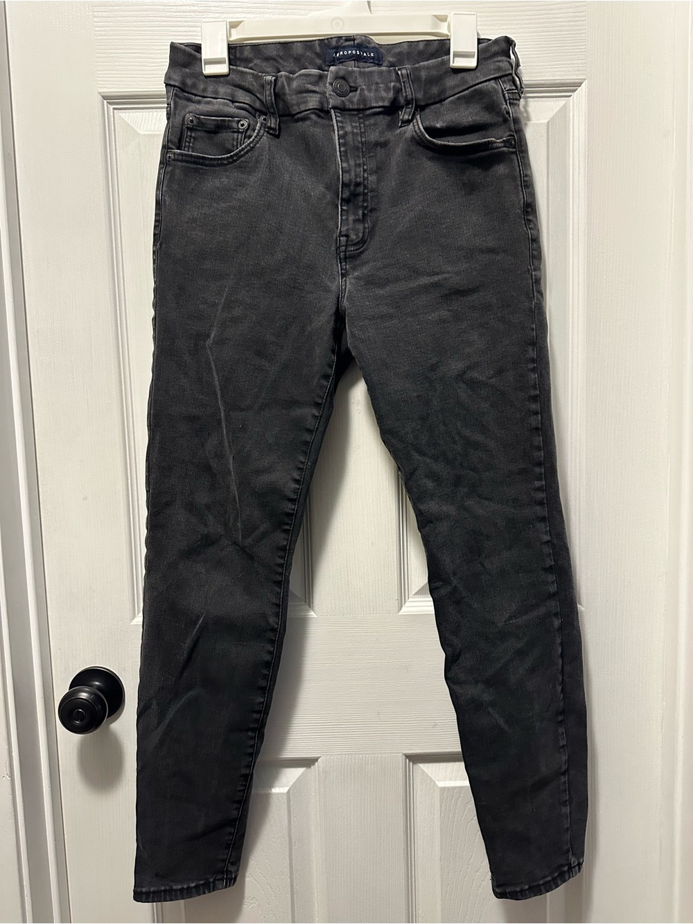 Aeropostale Charcoal Gray Black Wash Skinny Jeans High Rise Curvy Womens Size 12